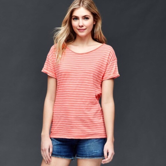 gap coral stripe tee
