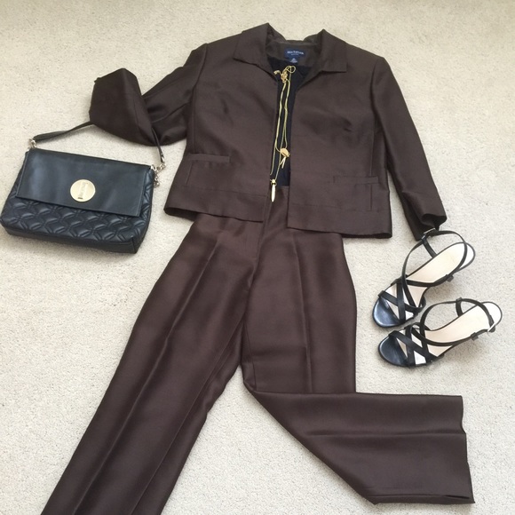 Ann Taylor silk suit in brown