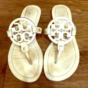 Tory Burch Logo Miller White Sandals 36.5 6.5