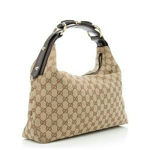 AUTHENTIC Gucci CC Horsebit Hobo Bag