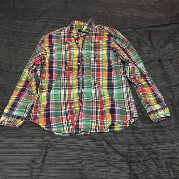 Plaid polo button up shirt
