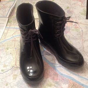 Electric Karma black anklet rain boots.