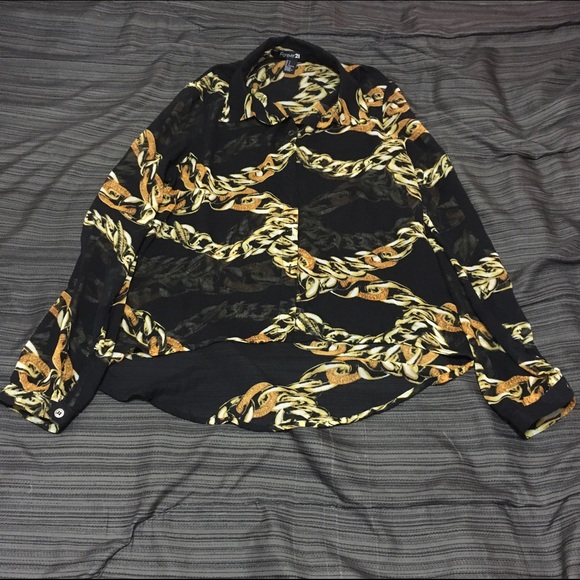 Black and gold button down blouse