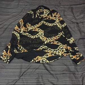 Black and gold button down blouse