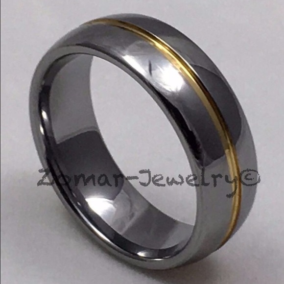 NEW Tungsten Ring Gold Inlay - Picture 2 of 2