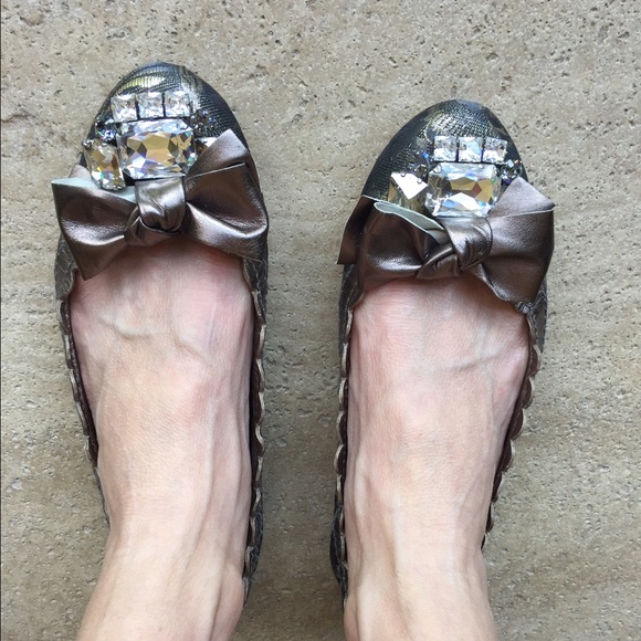 Miu Miu gently worn ballerina flat. Crystal detail
