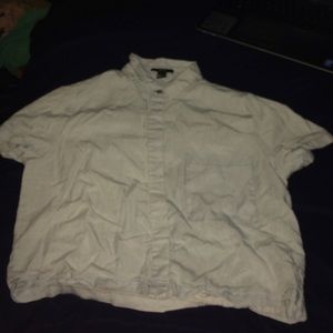 blue button up crop top