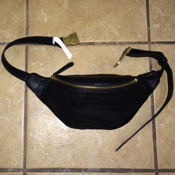 black leather fanny pack