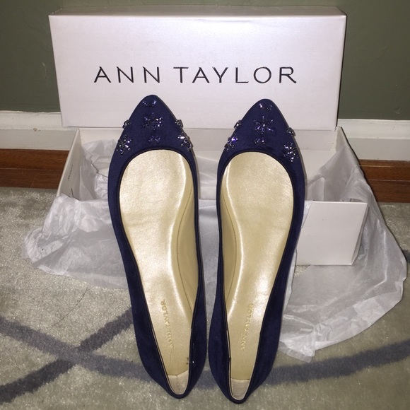 NEW Ann Taylor - Velvet Jeweled Flats (size 6.5)