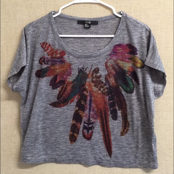 Forever 21 Printed Gray Crop Top