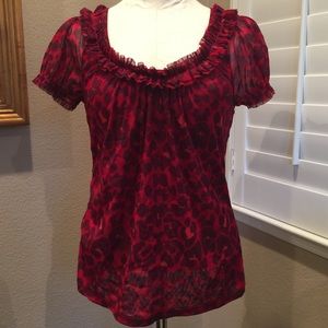 I.N.C Red cheetah print Mesh Top Size L