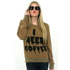 RARE Wildfox "I Need Coffee" Sweater
