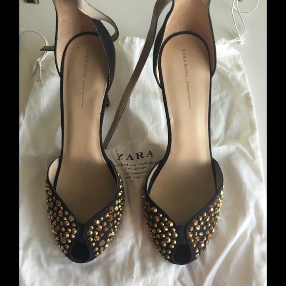 Zara Gold Shine Vamp heels