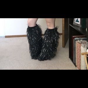 Furry Black Leg Warmers
