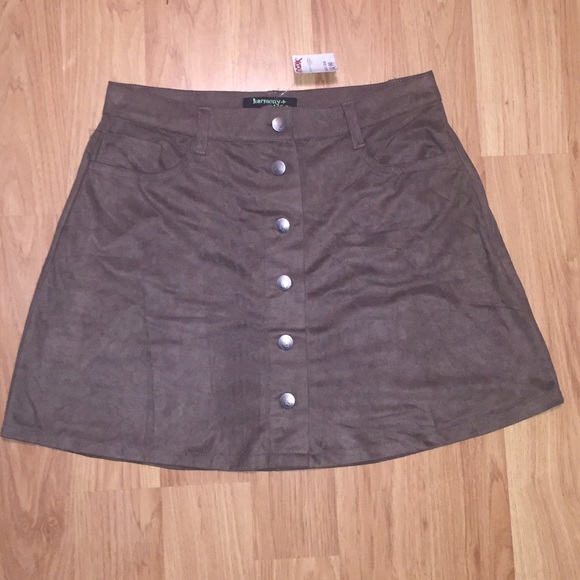 NWT faux suede olive green skirt