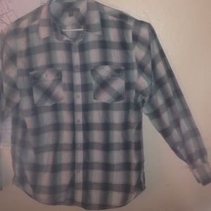 Long sleeve green and white flannel