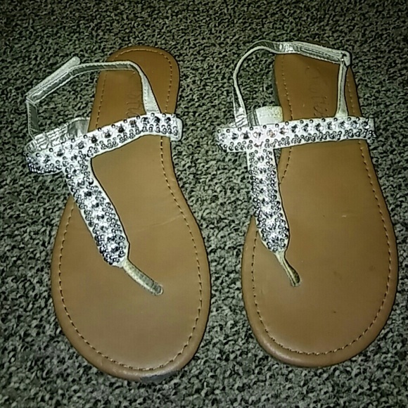 Justice Other - GIRL'S JUSTICE SILVER CRYSTAL SANDALS SZ 7