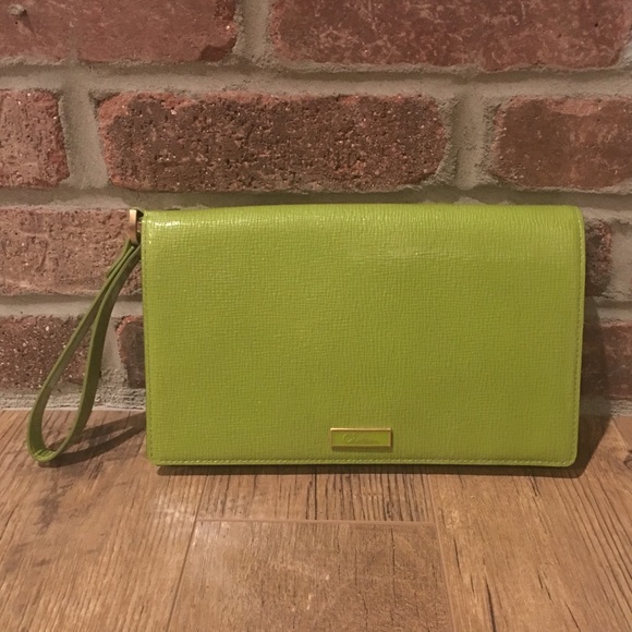 Cole Haan Lime Green Leather Wristlet/clutch