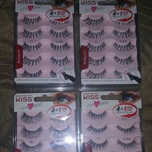 4 Kiss everez lashes #01 and #11 with Duo glue