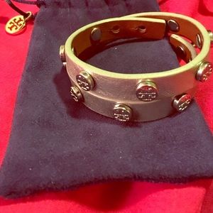 Tory burch double wrap leather bracelet