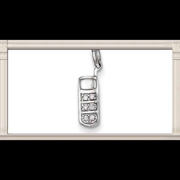 14k solid white gold cell phone charm w/ lg clasp