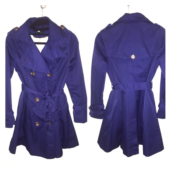 H&M Navy Cotton Trench Coat (sz 4 / 34)