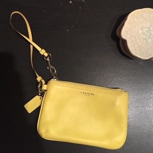 Yellow Coach Leather Legacy Wristlet