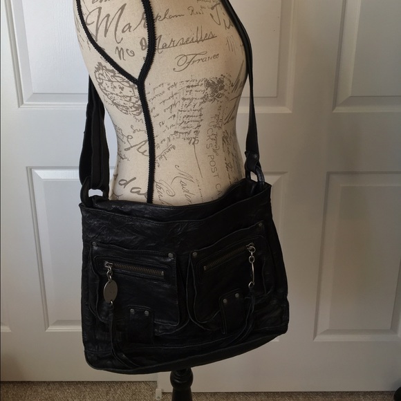Juicy Couture Black Leather Messenger Bag
