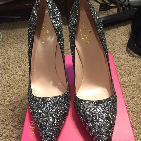 kate spade black & white sparkle heels - Picture 2 of 3