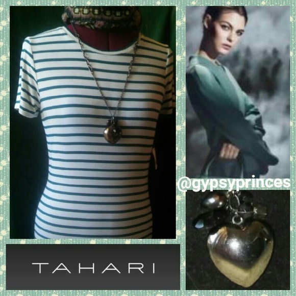 TAHAHI Teal Striped Top NWT