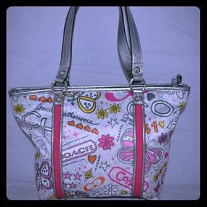 Coach Poppy Bandana Graffiti Butterfly Tote