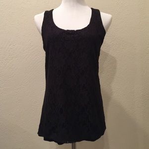 BNWT Olivia Moon Black Lace Front Tank Top Medium