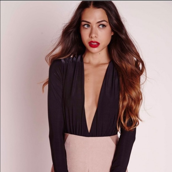 Black low plunge bodysuit