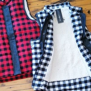 White and black buffalo check vest