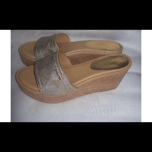 Coach Joanne cork wedge sandals 8.5