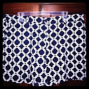 Navy & White Preppy Print Shorts, size 16.
