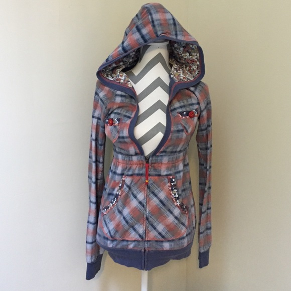 Scrapbook Plaid/Floral Hoodie - Size M