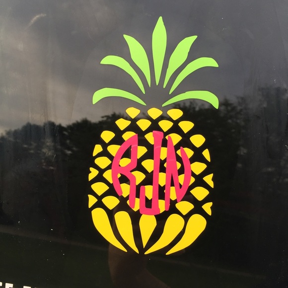 Pineapple Monogram Window Decal - Picture 1 of 1