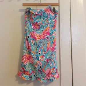 Lilly Pulitzer strapless flamingo dress 0