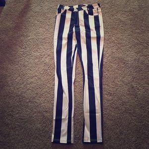 High waisted striped skinny pants