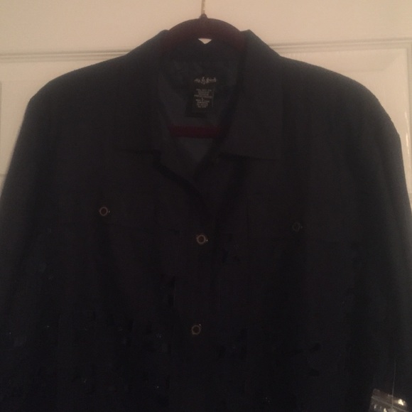 NWOT Silk Navy Jacket