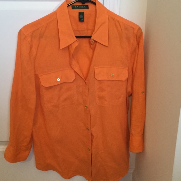 Linen Ralph Lauren 3/4 sleeve button down.