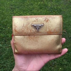 SALE ✨Authentic PRADA gold bi-fold wallet