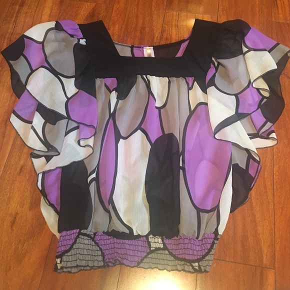Purple, Black & White Blouse (Boutique fit)
