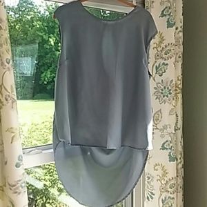 Last Day! Draped Gray Sheer Hi Lo Top