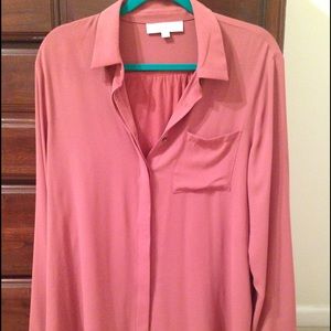 NWOT Loft size L light pink blouse