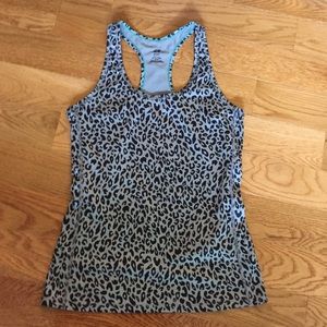 Grey and black cheetah work out tank top