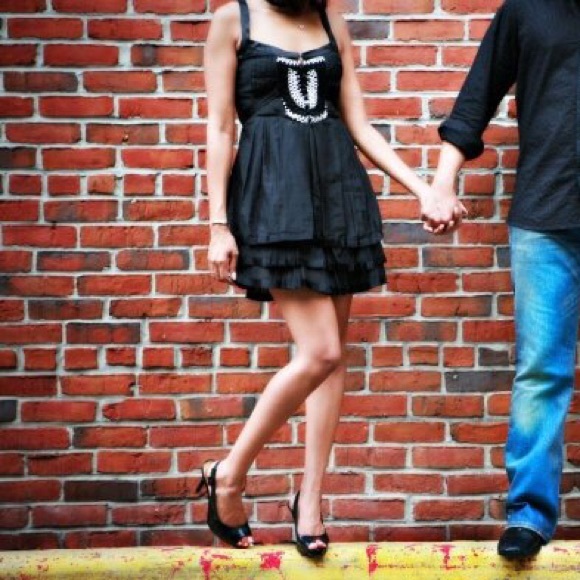 bebe Black & White slip dress w/ sash, XS, worn 1x