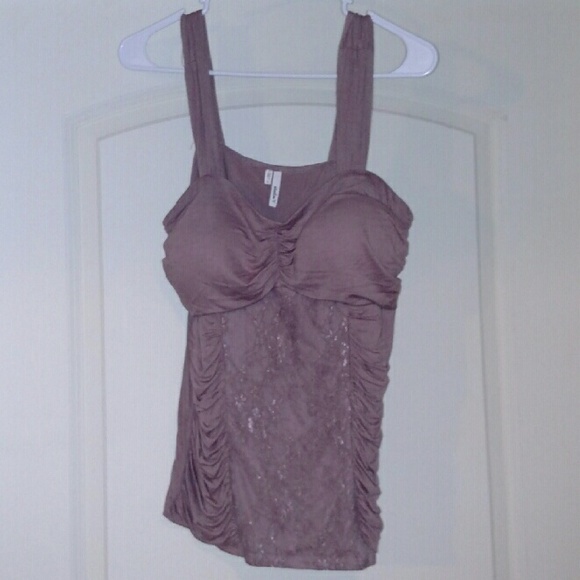 Studio Y Mauve Sleeveless Top w/ Lace Panel