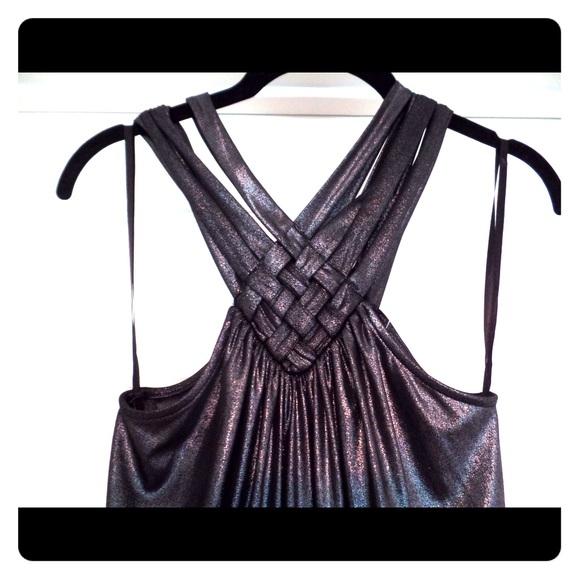 NWOT BcbGeneration pewter lamé swing dress